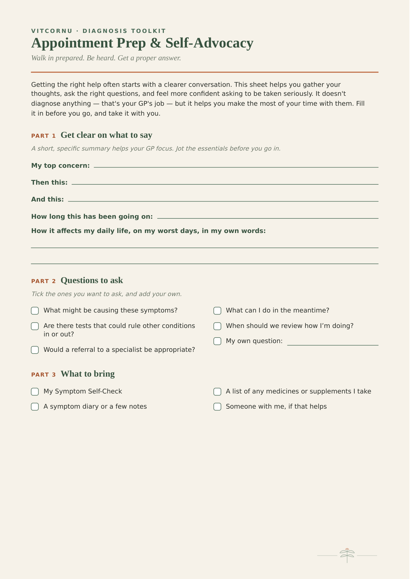 Fibromyalgia Appointment Prep & Self-Advocacy Scripts