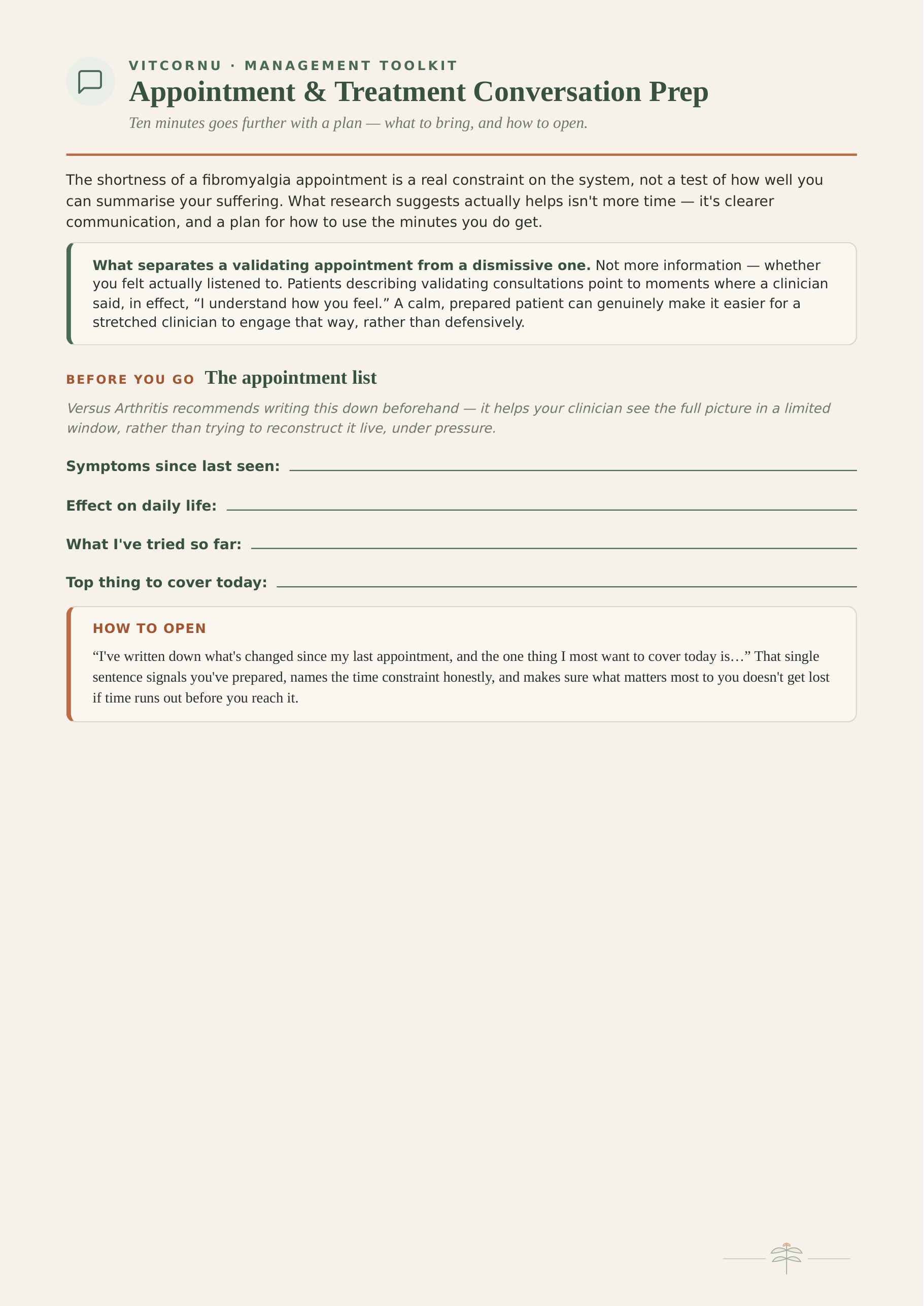 Appointment & Treatment Conversation Prep — printable worksheet with appointment list and ready-to-use scripts